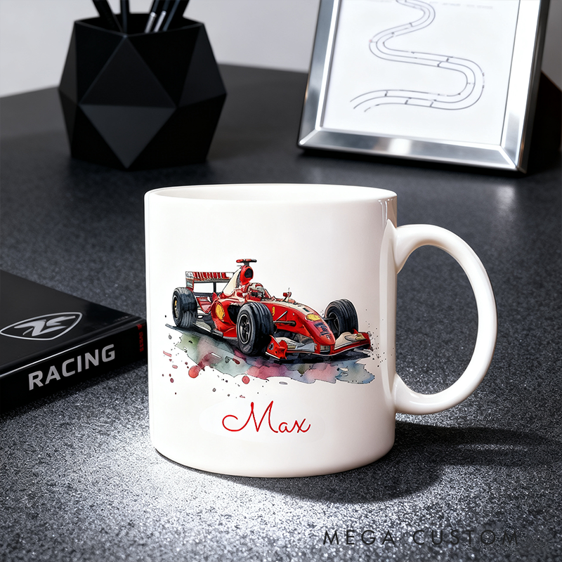 Ceramic Personalized Racing Car Mug  Gift for Racer and Racing Lovers