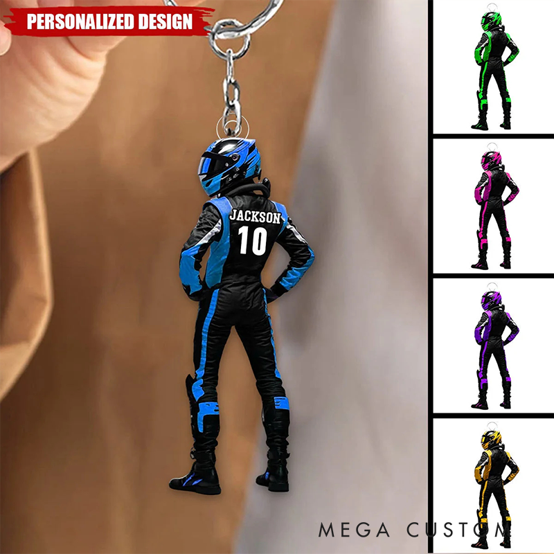 Personalized Acrylic Keychain Custom Racer Name Keychain Gift for Racer and Car Lovers