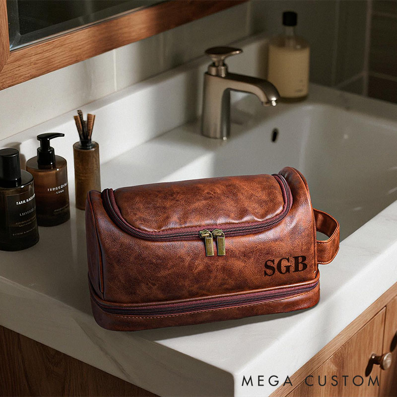 Personalized Groomsmen Leather Toiletry Bag Custom Wedding Party Leather Dopp Kit Bag Best Man Shaving Kit Stylish and Practical Gift for Him