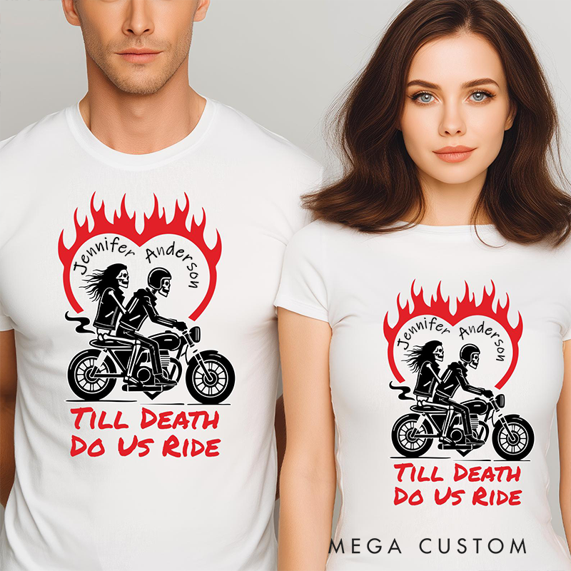 Personalized Biker Couple Valentine Shirt Custom Name Shirt Unique Valentine Gift