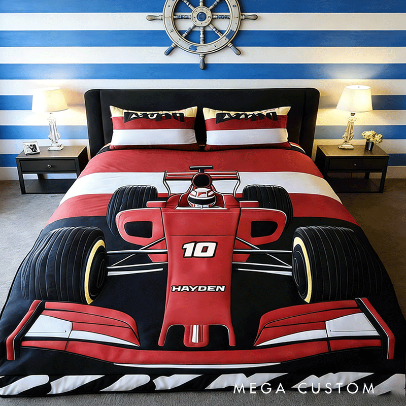 Personalized Speed Car Adventure Quilt Bed Set Unique Gift for Racing Lovers