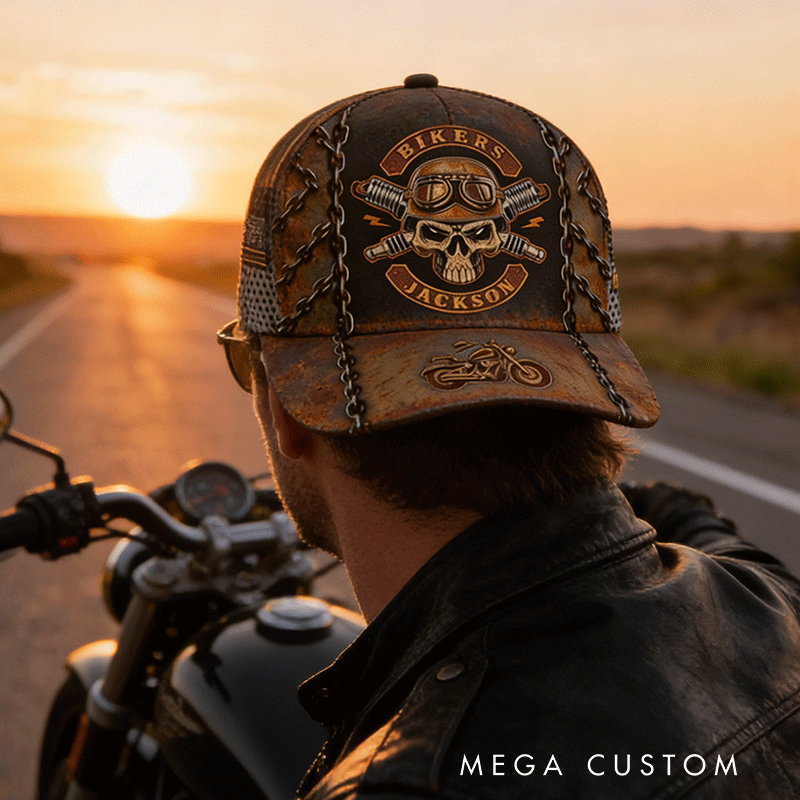 Personalized Biker Cap Vintage Bike Custom Name Cap Gift for Bikers and Motorcycle Fans