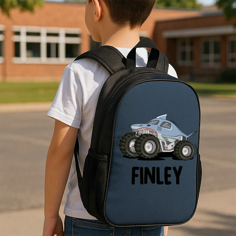 Personalized Shark Truck Backpack with Custom Name Unique Backpack for Kids