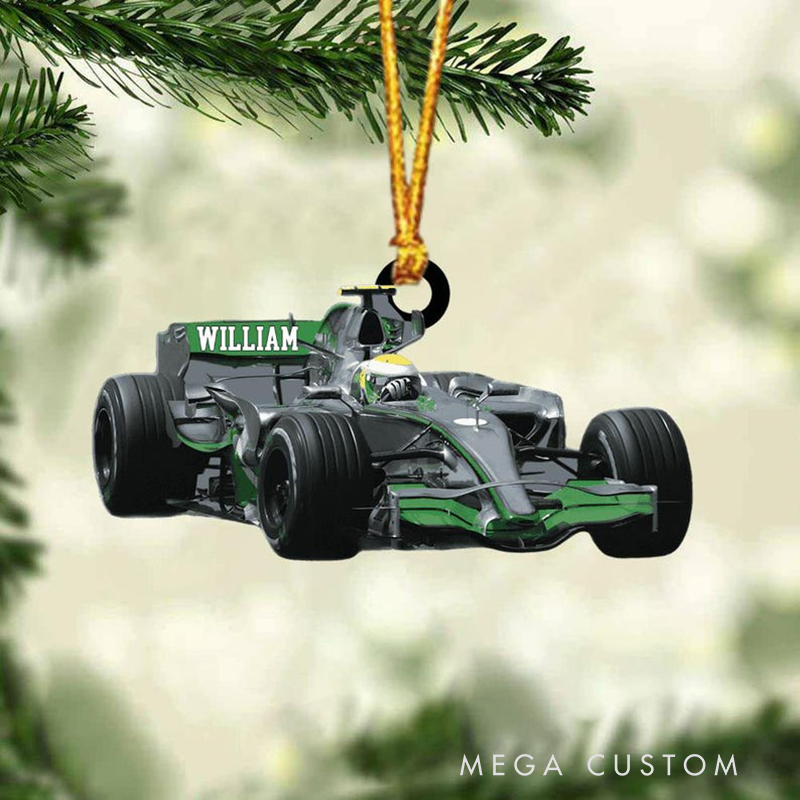 Personalized F1 Racing Car Christmas Ornament, Custom Acrylic Ornament Gift for Racing Lovers and Motorsport Fans