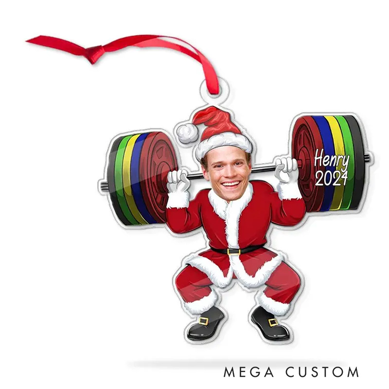 Personalized Christmas Ornament Gift with Custom Photo Gym Workout Gift for Fitness Enthusiasts Bodybuilders and Gym Lovers