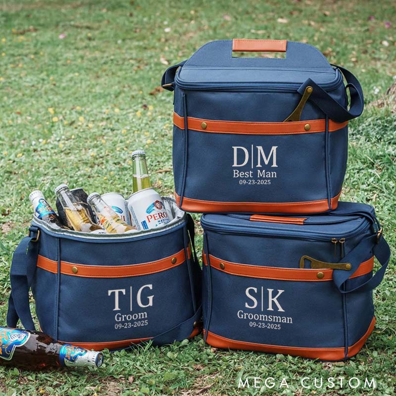 Personalized Groomsman Cooler Bag Men’s Beer Can Cooler Bag Embroidery Cooler Bag with Name Groomsman Bachelor Favors Cooler Bag Men’s Gift Bag