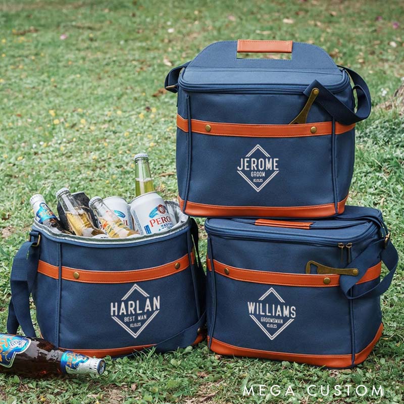 Personalized Embroidery Groomsman Cooler Bag Groom Beer Can Cooler Bag Groomsman Oxford Cooler Bag with Name Bachelor Favors Cooler Bag Men’s Gift Bag