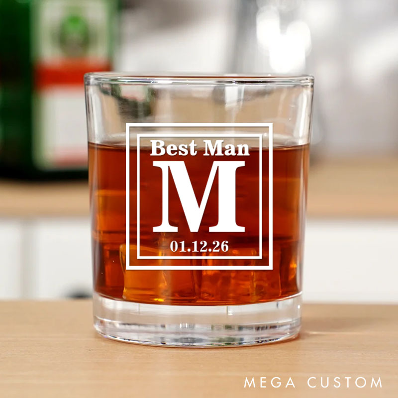 Personalized Monogrammed Men's Whiskey Glasses Groomsman Glasses Cup Bachelor Party Whiskey Glasses Best Man Gift Groom Gift