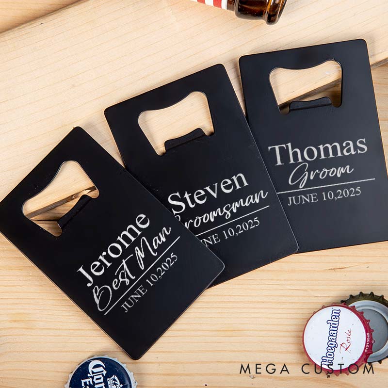 Personalized Groomsman Credit Card Bottle Opener Engraved Groom Credit Card Opener Groomsman Gift Opener Wedding Party Favors Opener for Men
