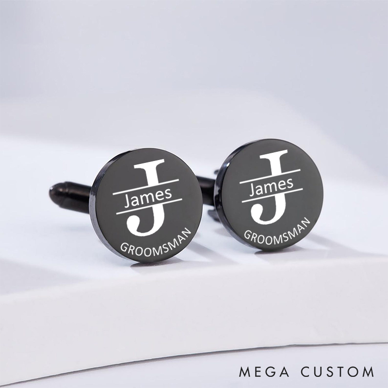 Personalized Monogrammed Cufflinks Engraved Groomsman Cufflinks Stainless Steel Groom Cufflink for Men Bachelor Favors Silver Cufflinks Groomsman Proposal Gift