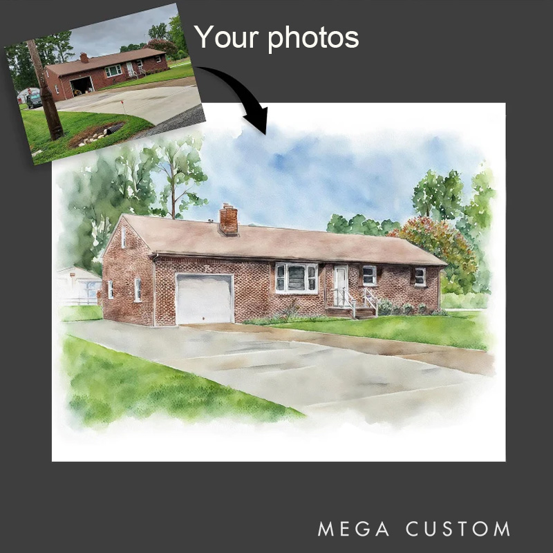 Personalized Home Portrait House Painting Housewarming Gift Our First Home Sign Home Sweet Home Sign Watercolor Home House Portrait Realtor Gift