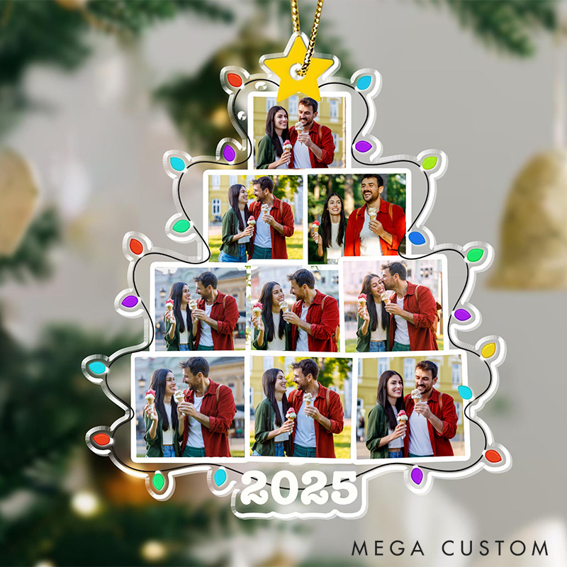 Personalized Couple Christmas Tree Photo Ornament Custom Couple Holiday Gift Christmas Acrylic Ornament For Couple Wife Husband Ornament