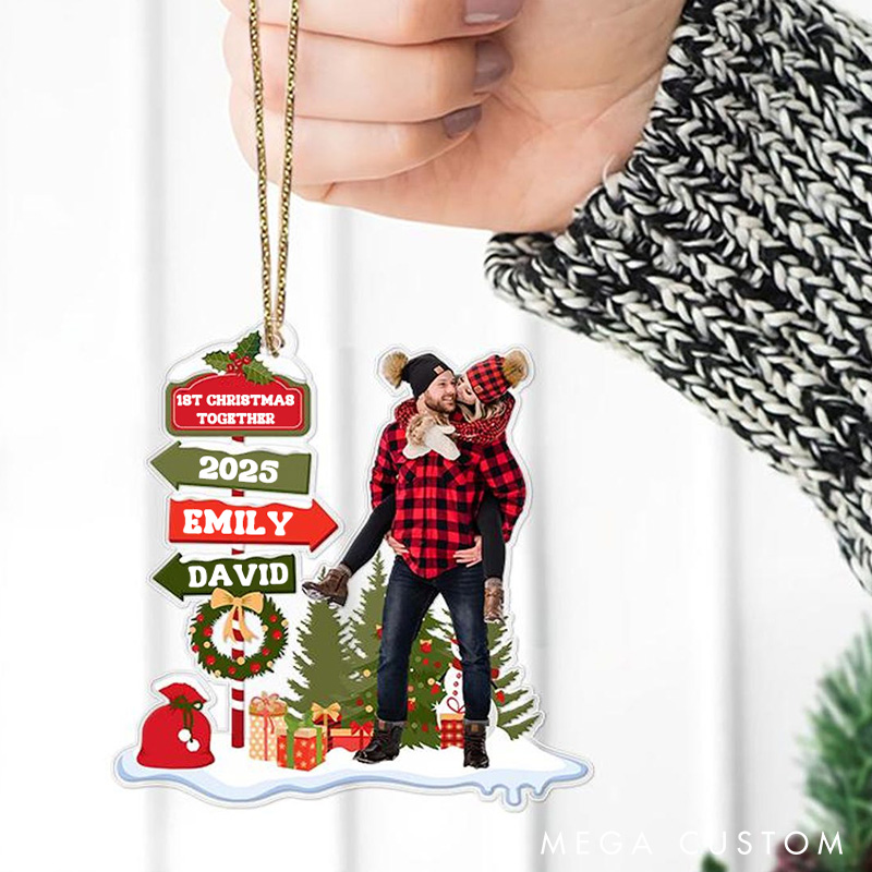 Personalized 1st Christmas Together Ornament Custom Couple Anniversary Ornament Acrylic Holiday Ornament for Husband Wife Couple Christmas Gift