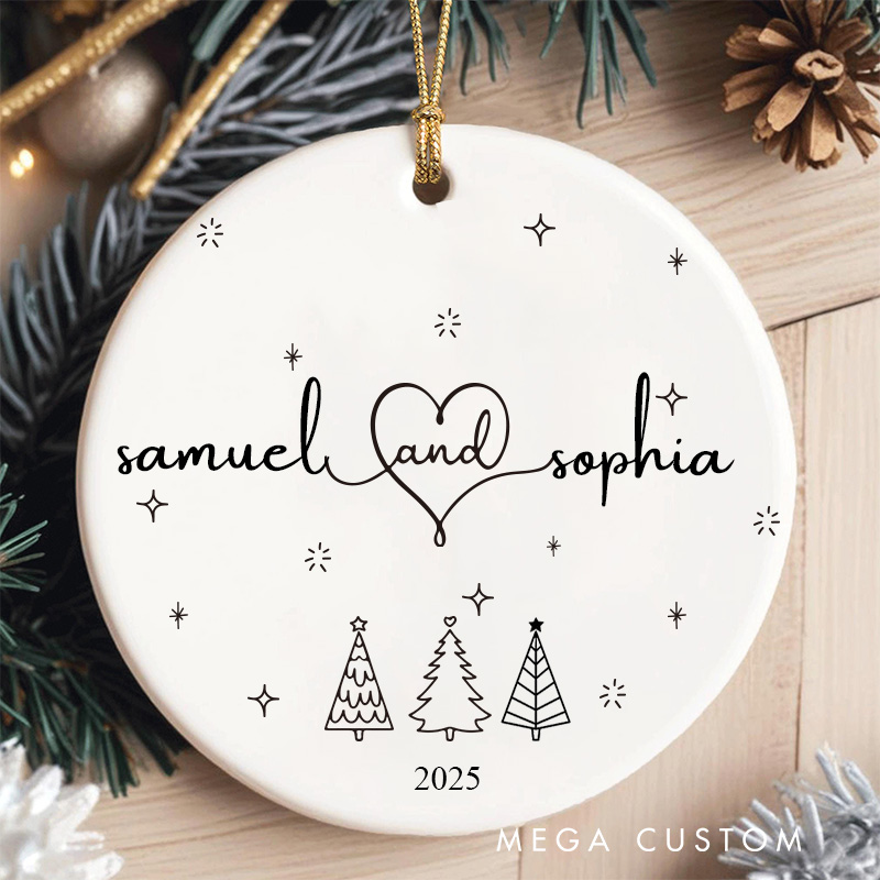 Personalized Couple Christmas Ornament Husband and Wife Xmas Ornament Couple  2025 Keepsake Gift with Name Christmas Tree Decor for Couple