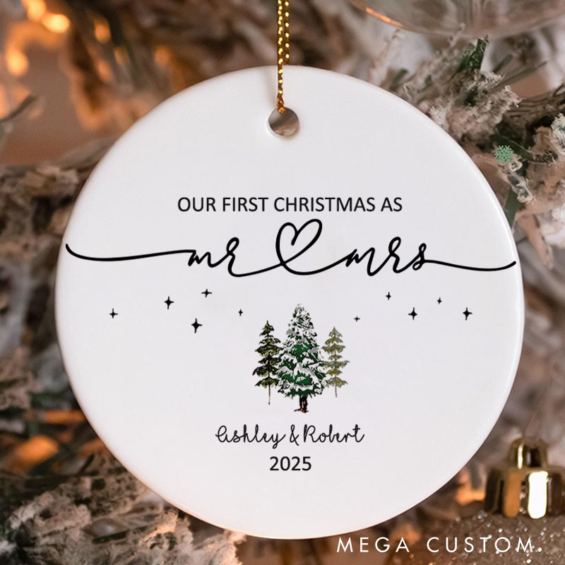 Personalized Our First Christmas as Mr. and Mrs. Ornament 2025 Newlywed Ornament Couple Christmas Ornament with Name Husband Wife Xmas Decor