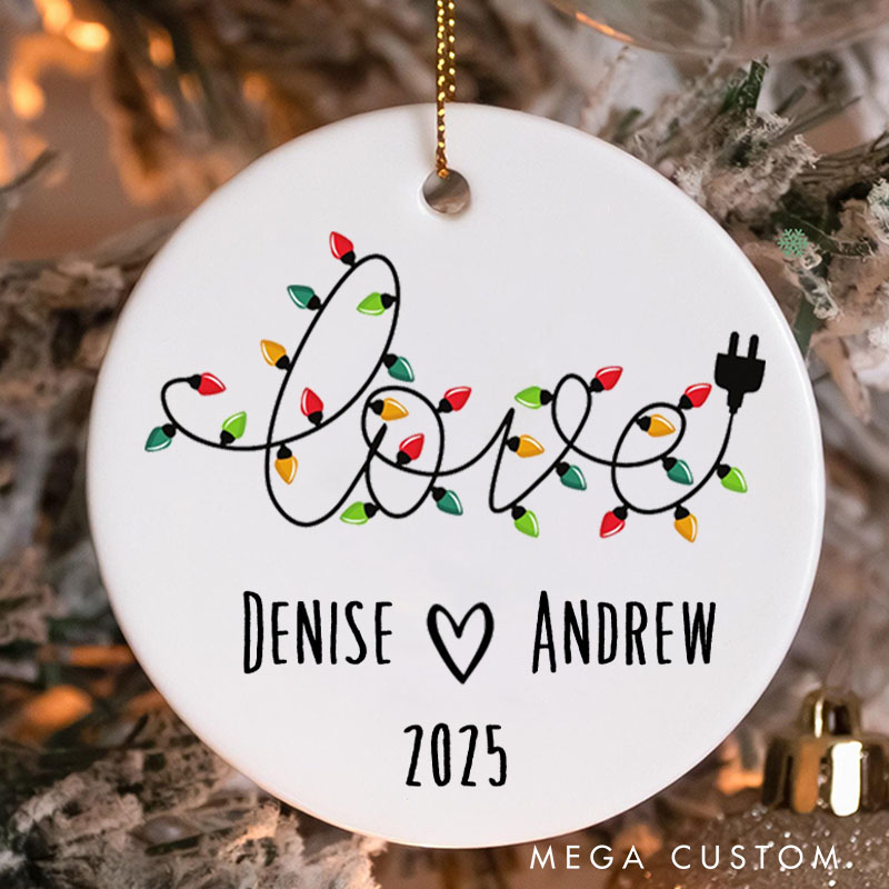 Personalized Love Lights Christmas Ornament Couple Christmas Love Lights Ornament with Name Husband Wife Xmas Ornament Gift
