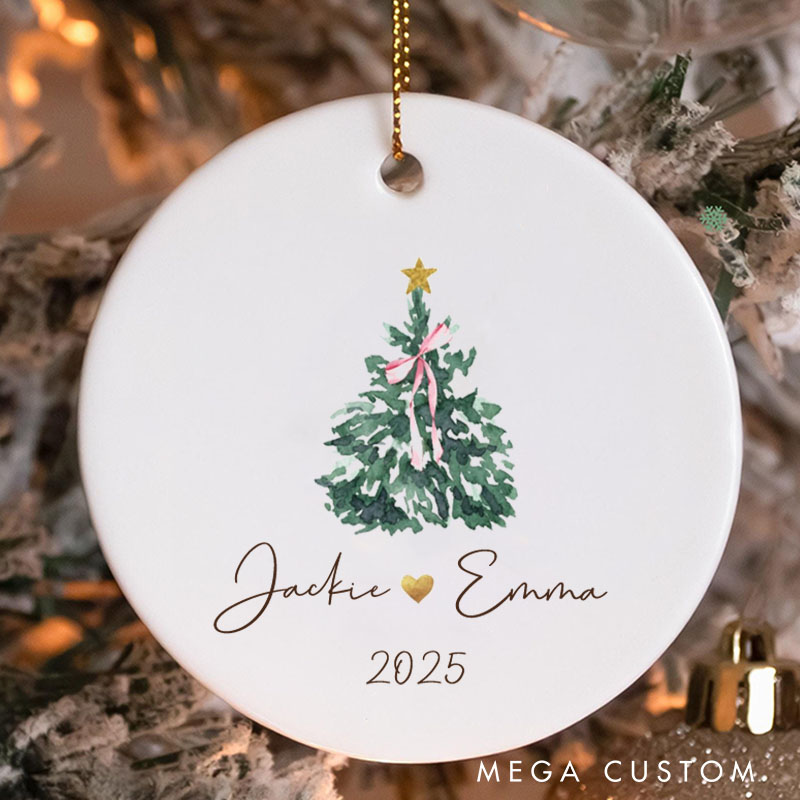 Personalized Christmas Tree Ornament Couple 2025 Holiday Keepsake Husband Wife Xmas Ornament Holiday Decor Gift for Couple