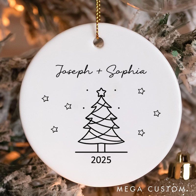 Personalized Minimalist Christmas Tree Ornament Couple 2025 Christmas Ornament Husband Wife Holiday Decor Ornament Boyfriend Girlfriend Gift