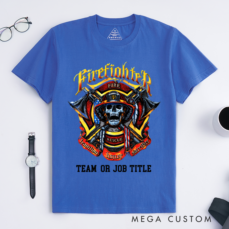 Personalized Fireman T-Shirt Firefighter Skull Tribute Design Gift for Firefighter T-Shirt