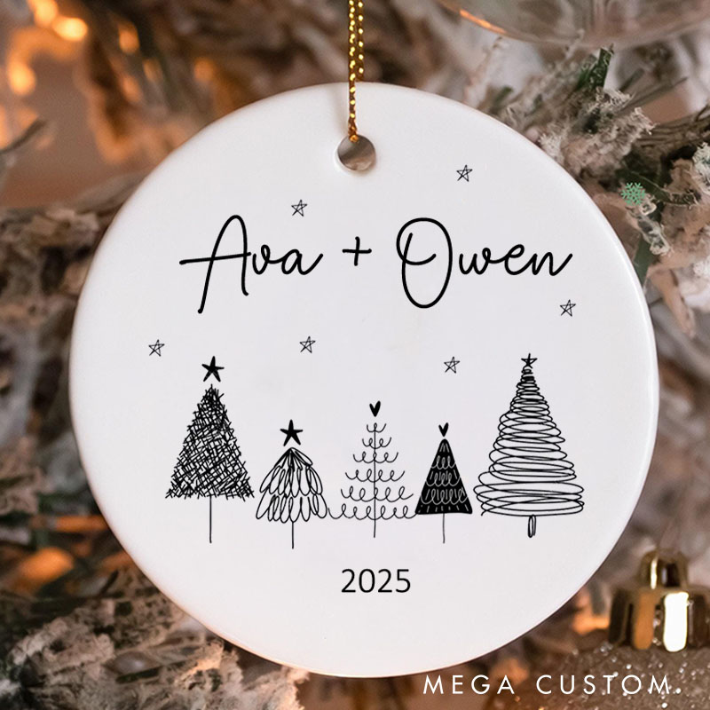 Personalized Minimalist Christmas Trees Ornament Couple 2025 Christmas Gift Husband Wife Holiday Ornament Gift Merry Christmas