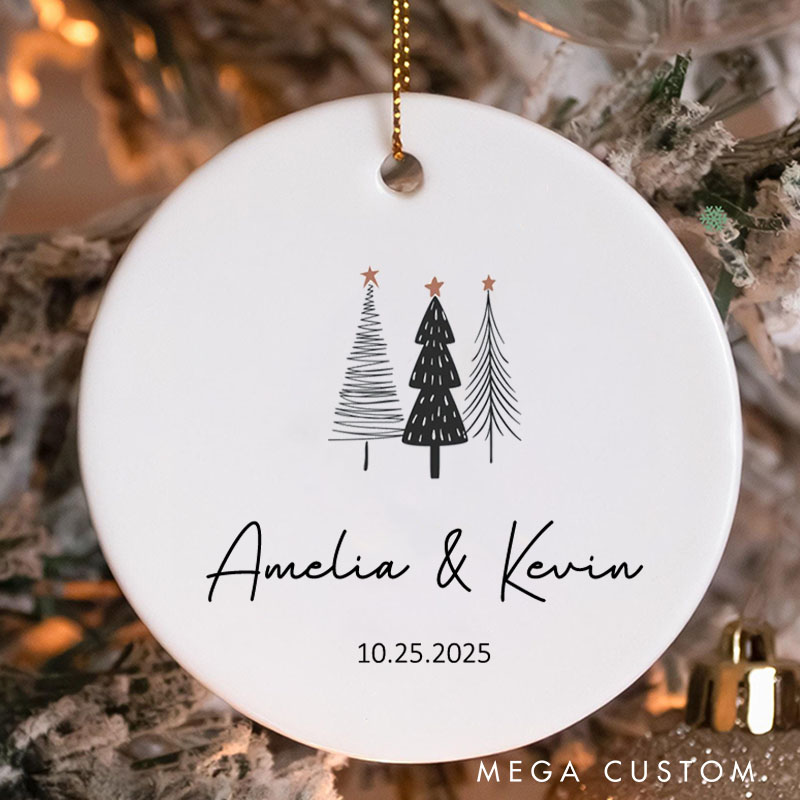 Personalized Minimalist Christmas Trees Ornament Couple Modern 2025 Christmas Gift Ornament Husband Wife Holiday Ornament Gift Xmas Gift