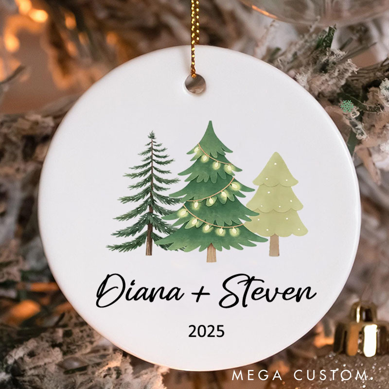Personalized Trio of Christmas Trees Ornament Husband Wife Christmas Ornament Couple 2025 Christmas Keepsake Decor