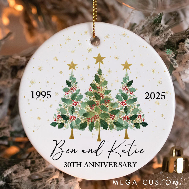 Personalized 30th Anniversary Ornament Couple Holly Christmas Trees Ornament 2025 Couple Anniversary Christmas Ornament Anniversary Gift