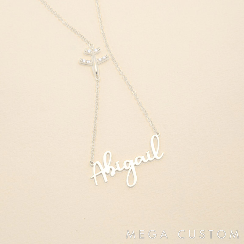 Personalized Name Necklace for Travel Lovers Diamond Airplane and Name