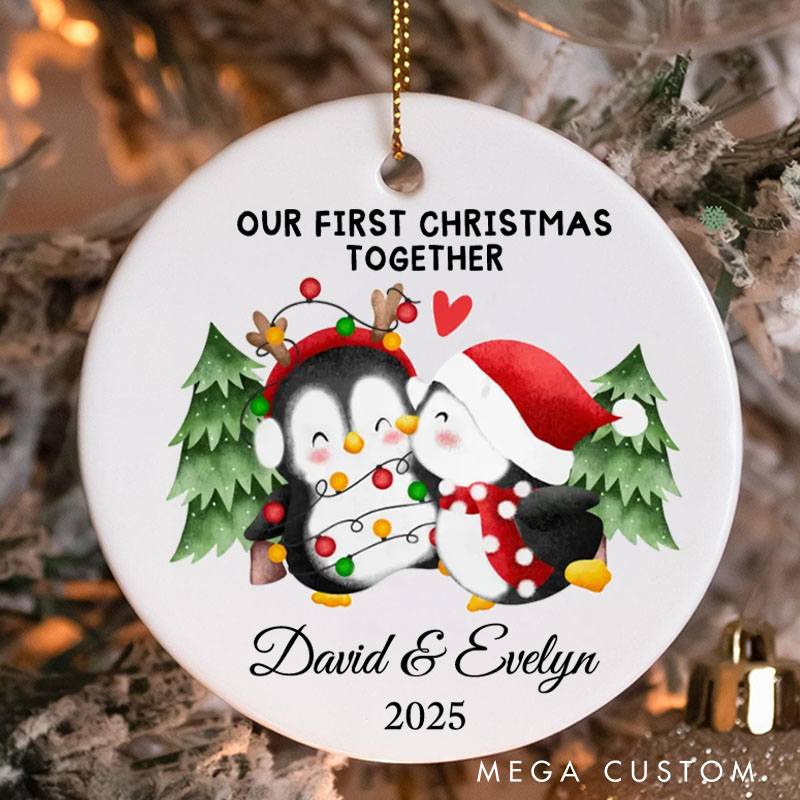 Personalized Our First Christmas Together Penguin Ornament 2025 Couple Penguin Christmas Ornament Husband Wife Anniversary Gift Ornament