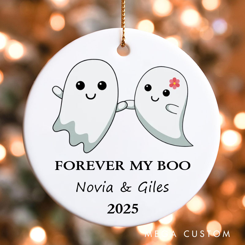 Personalized Forever My Boo Cute Ghost Couple Ornament Halloween Gift Decor for Husband Wife Cute Ghost Couple Holiday Gift