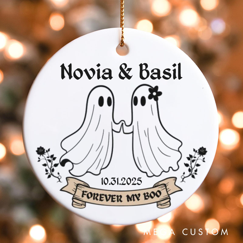 Personalized Forever My Boo Ghost Couple Ornament 2025 Halloween Ghost Ornament for Couple Husband Wife Anniversary Gift