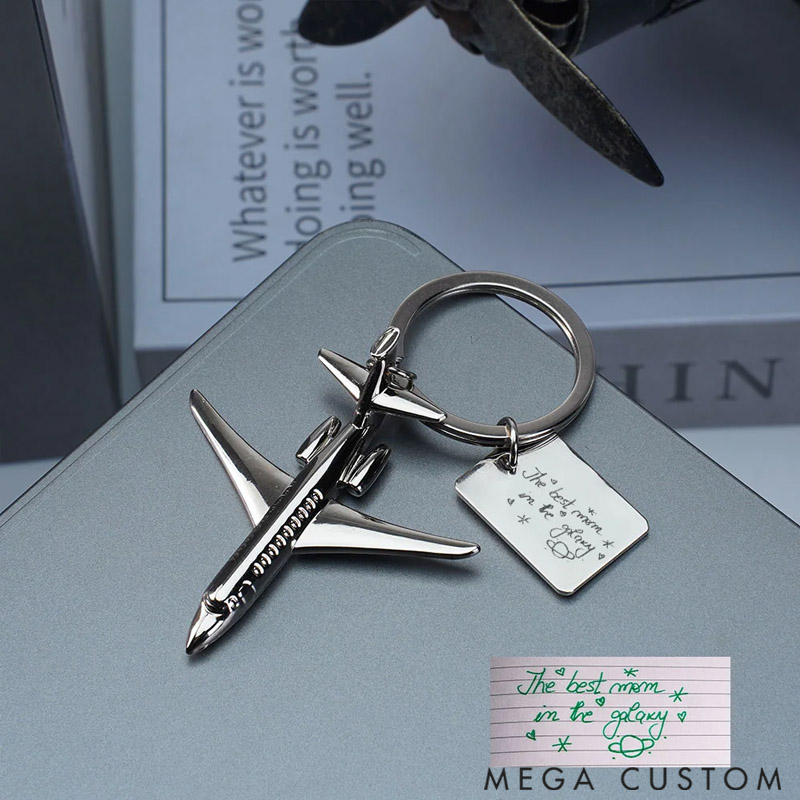 Personalized Twin Engine Airplane Keychain with Text and Symbol Travel Souvenir Birthday Promotion Gift for Travel Lovers