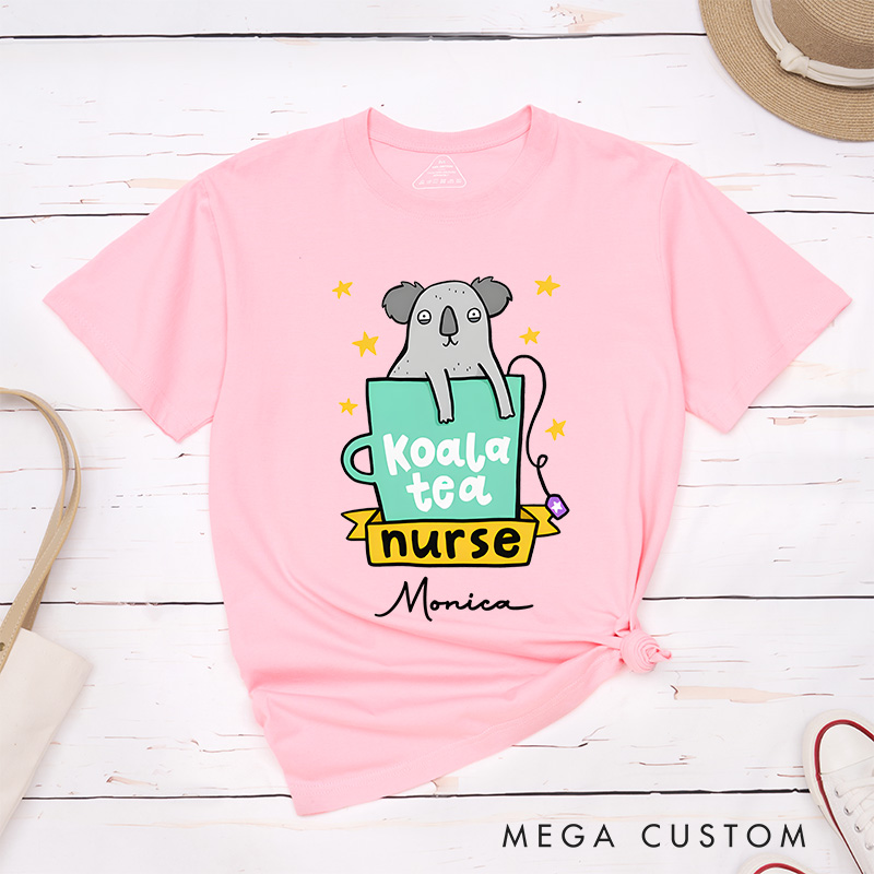 Personalized Nurse T-Shirts Koala Tea Nurse Fashion Design T-Shirts