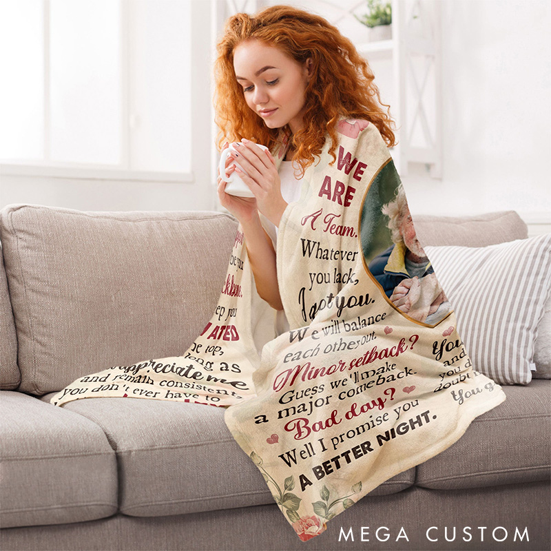 Personalized Couple Photo Blanket You and Me We Got This We're A Team Couple Anniversary Gift Blanket Husband Wife Blanket with Photo