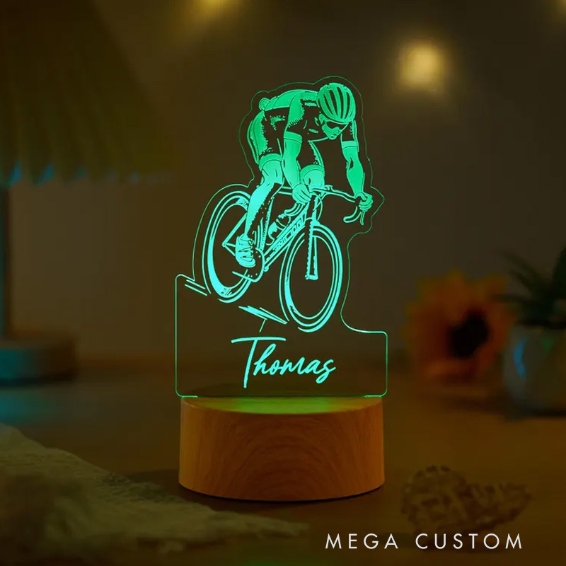 Personalized Road Bike Night Light Custom Name Bicycle Led Lamp Biker Birthday Gift Cyclist Bedroom Decor Cycling Sign