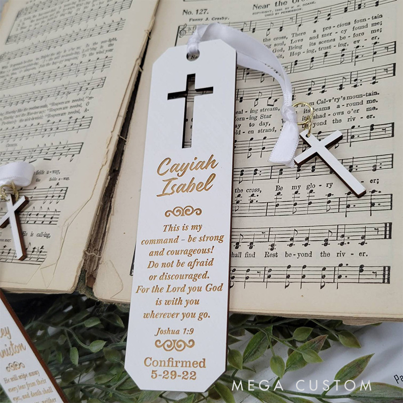 Personalized Bible Quote Engraved Wood Bookmark with Name and Date Religious Gift Confirmation Gift for Christians
