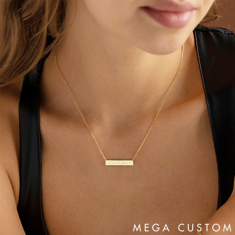 Personalized Coordinate Necklace Latitude and Longitude Travel Destination Commemorative Gift for Travel Lovers