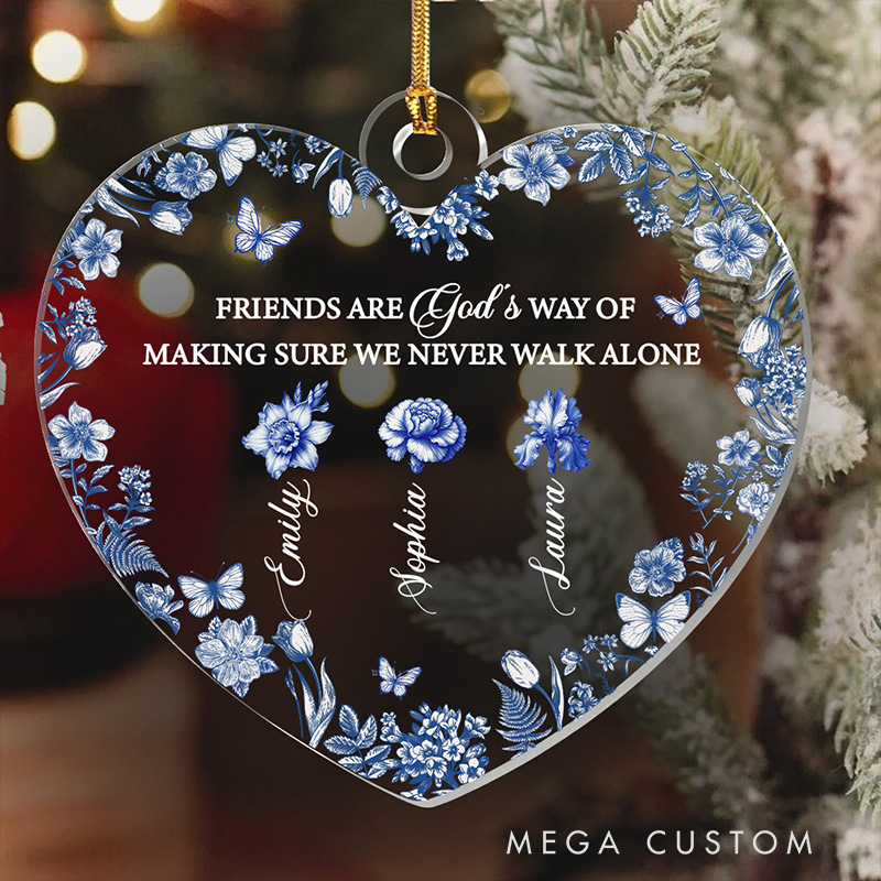 Personalized Friends are God's Way of Making Sure we Never Walk Alone Acrylic Ornament with Name Religious Gift for Christians