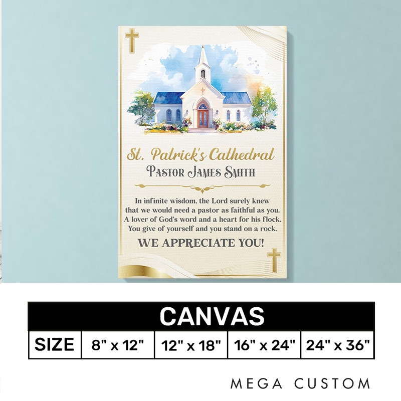 Personalized Pastor Appreciation Frameless Canvas Painting with Name Wall Decor Religious Gift Appreciation Gift for Christian Pastor