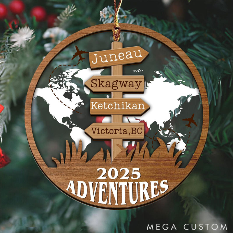 Personalized Travel Christmas Ornament Traveling Destination Ornament Gift for Travel Lovers 