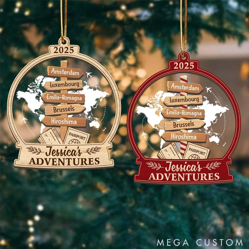 Personalized Travel Adventure Ornament Traveling Destination Ornament Gift for Travel Lovers 