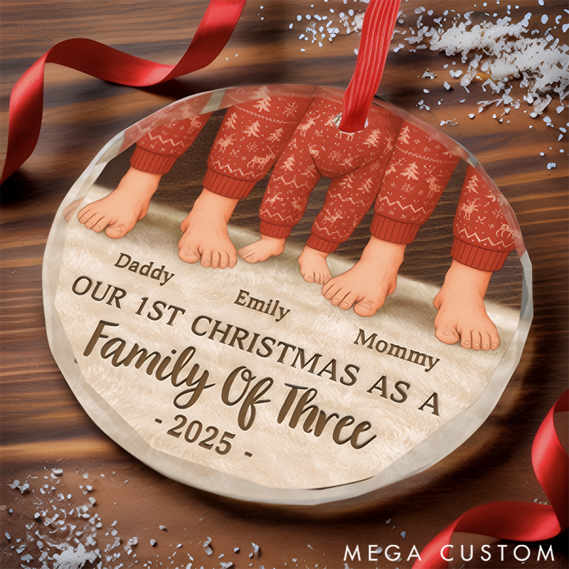 Personalized Family Christmas Ornaments Celebrating Our First Christmas as a Happy Family of Three