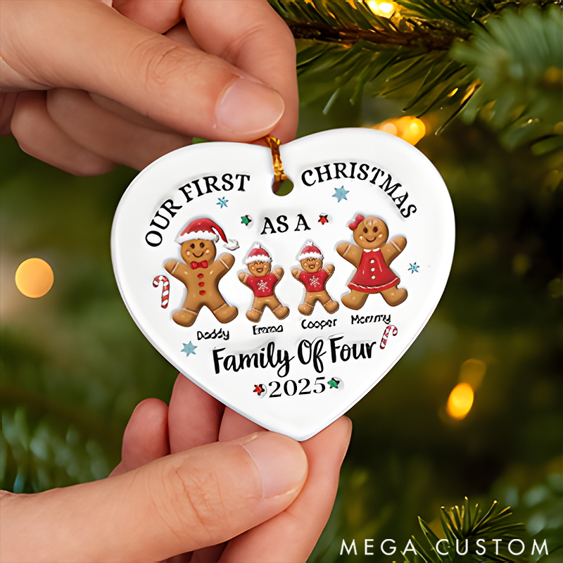 Personalized Ceramics Heart Shape Our First Christmas Gingerbread Hearts Warm the Home Christmas Ornament 
