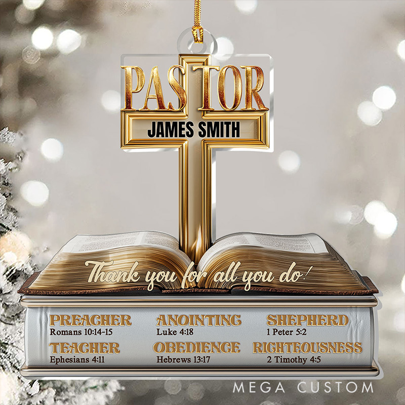 Personalized My Preacher Teacher Shepherd Acrylic Ornament with Name Religious Gift for Christians Appreciation Gift for Pastor