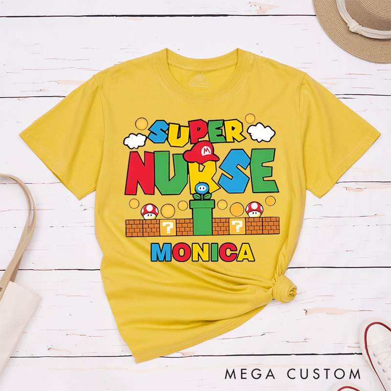 Personalized Nurse T-Shirts Super Nurse Hero of Care Fashion Design T-Shirts