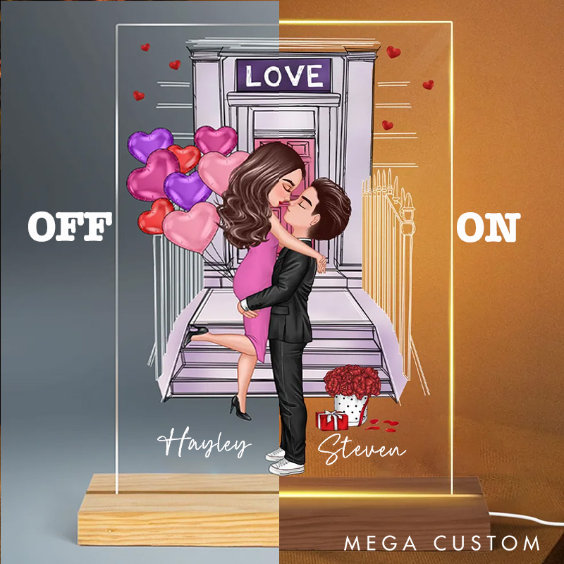 Personalized Couple Kissing Front Porch LED Night Light Gift For New Couple Couple Room Decoration