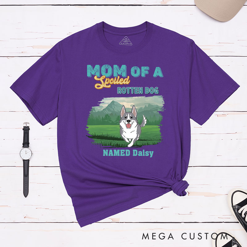 Personalized Dog Lover Mom of Spoiled Rotten Dogs T-Shirt