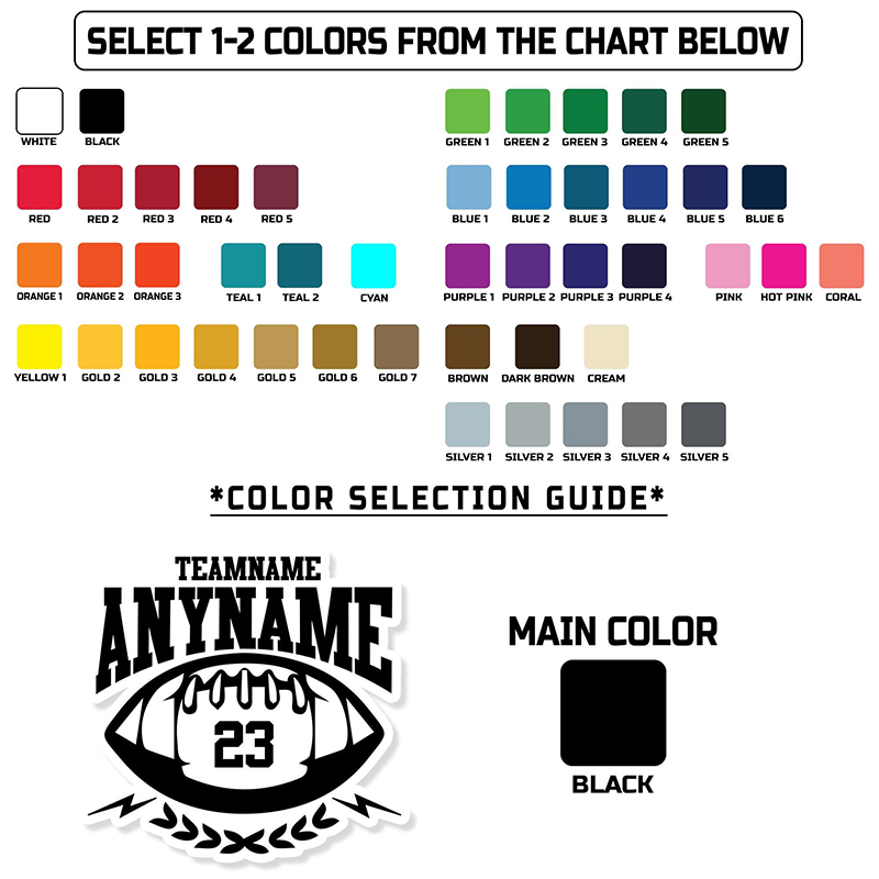 Personalized America Football and Rugby Sticker with Custom Team Name, Player Name and Number for Sport Lovers