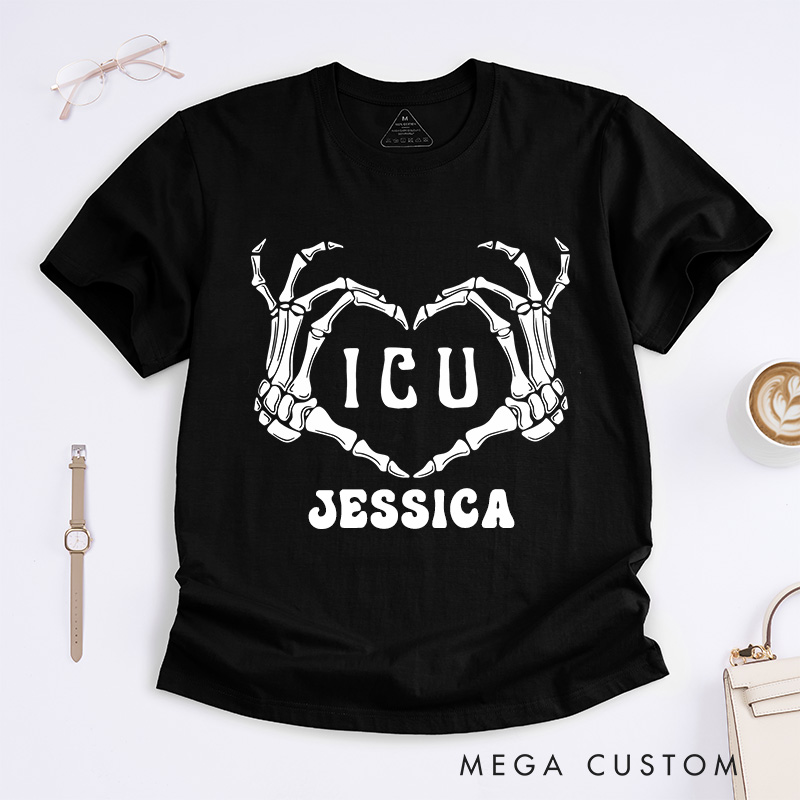 Personalized Nurse T-Shirts ICU Love Fashion Design T-Shirts