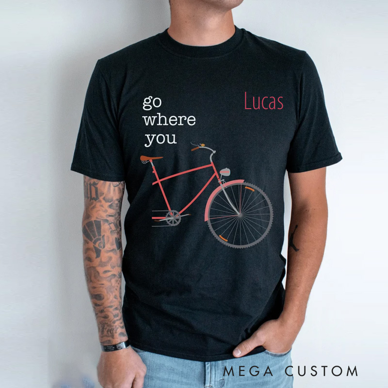Personalized Cycling Classic T-Shirt Cute Matching Cyclist Girlfriend Boyfriend Shirts Bicycle Matching Biker Couple Shirt